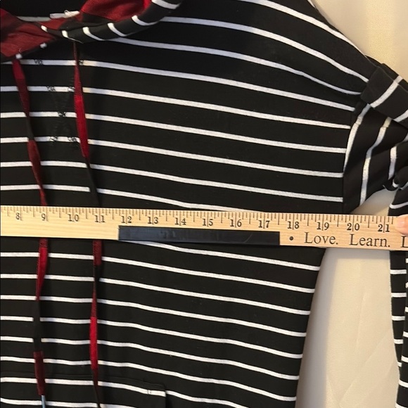 Maurices Black and White Striped Hoodie Sweatshirt - Picture 5 of 6